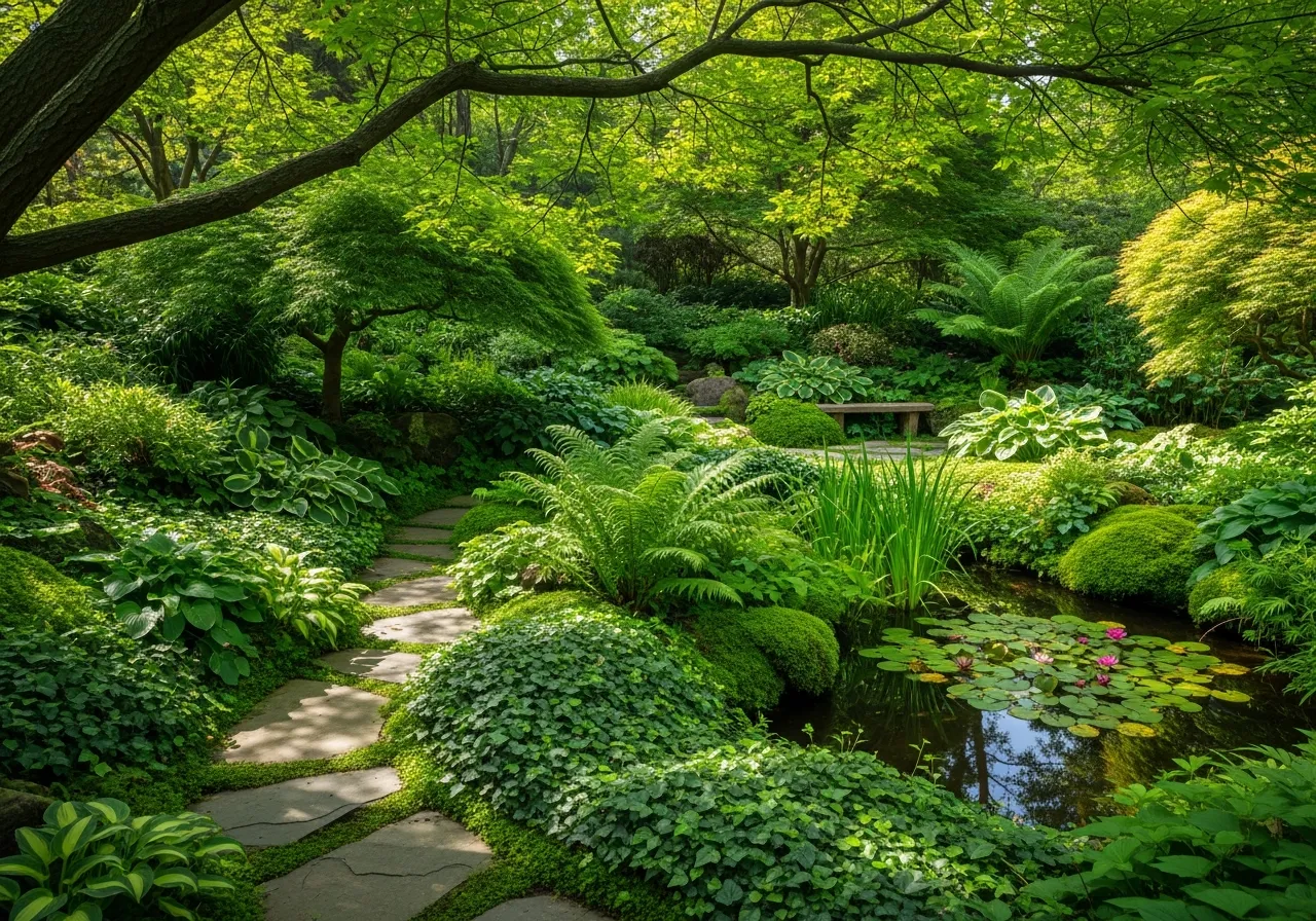 Garden landscape with sustainable composting solutions