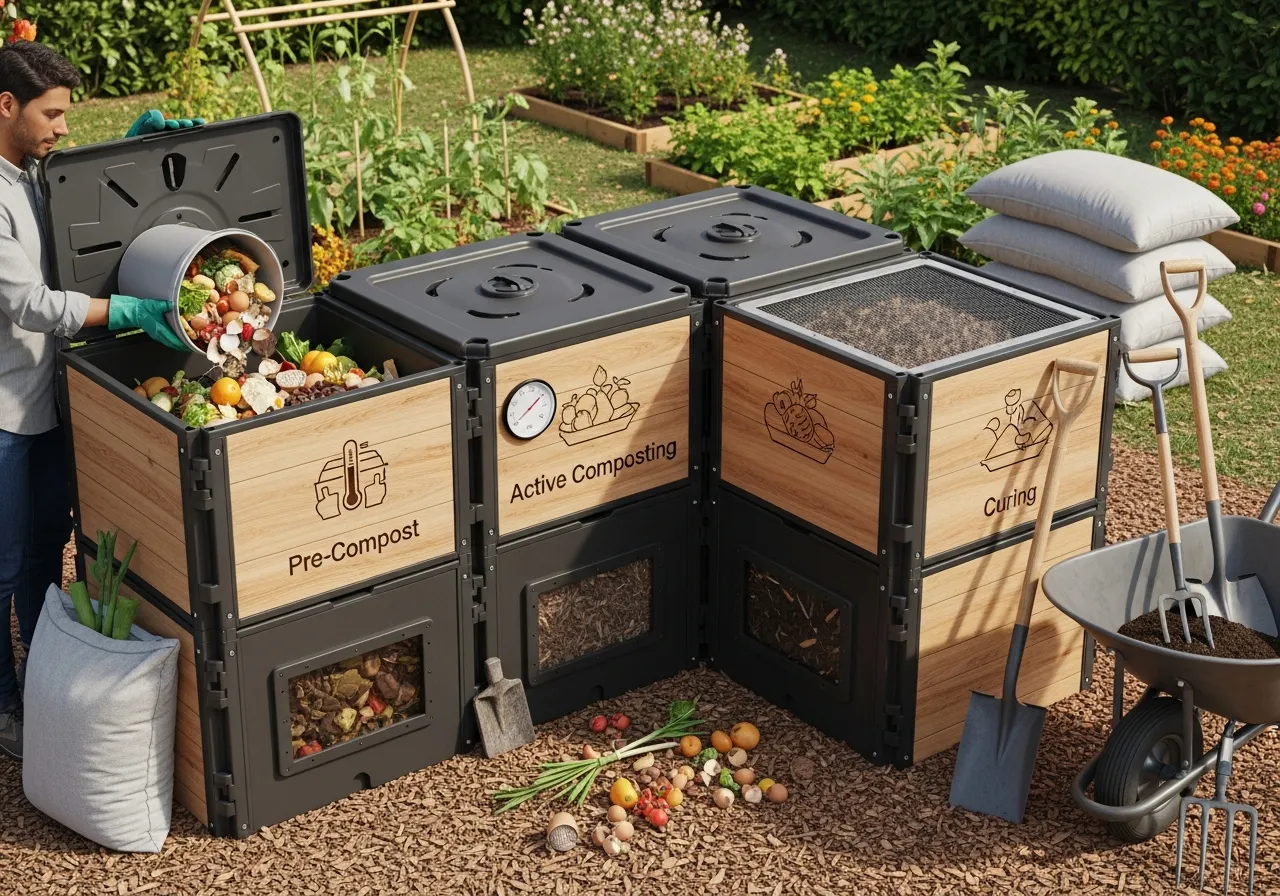 Composting system for organic waste management